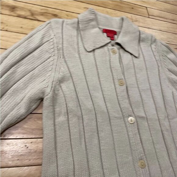 BURNS Wool Knit Duster Sweater Dress Womens 1X Vintage Tan Beige Long Cardigan - Picture 15 of 15